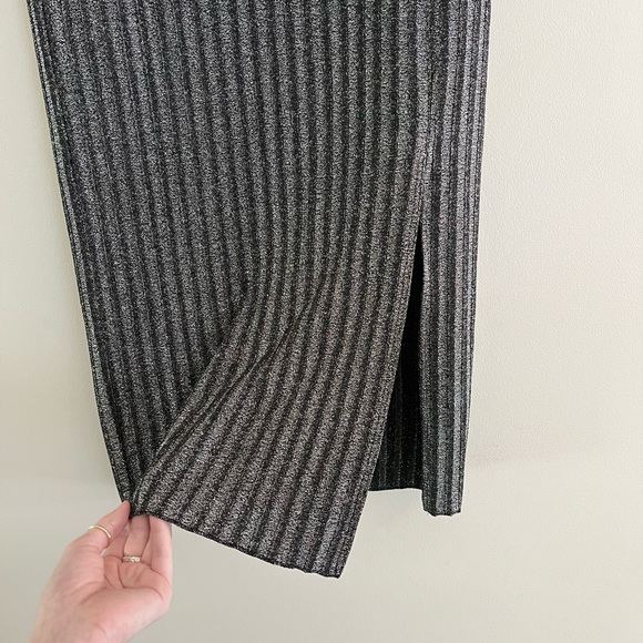 NWT H&M Silver and Black, Sparkly, Striped Pencil Skirt - Picture 3 of 8